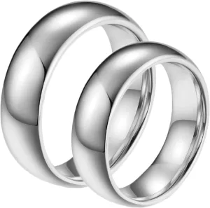 Couple Wedding Rings, Womens Tungsten Rings Silver Polished Ring 8mm Valentine's Day Couple Rings