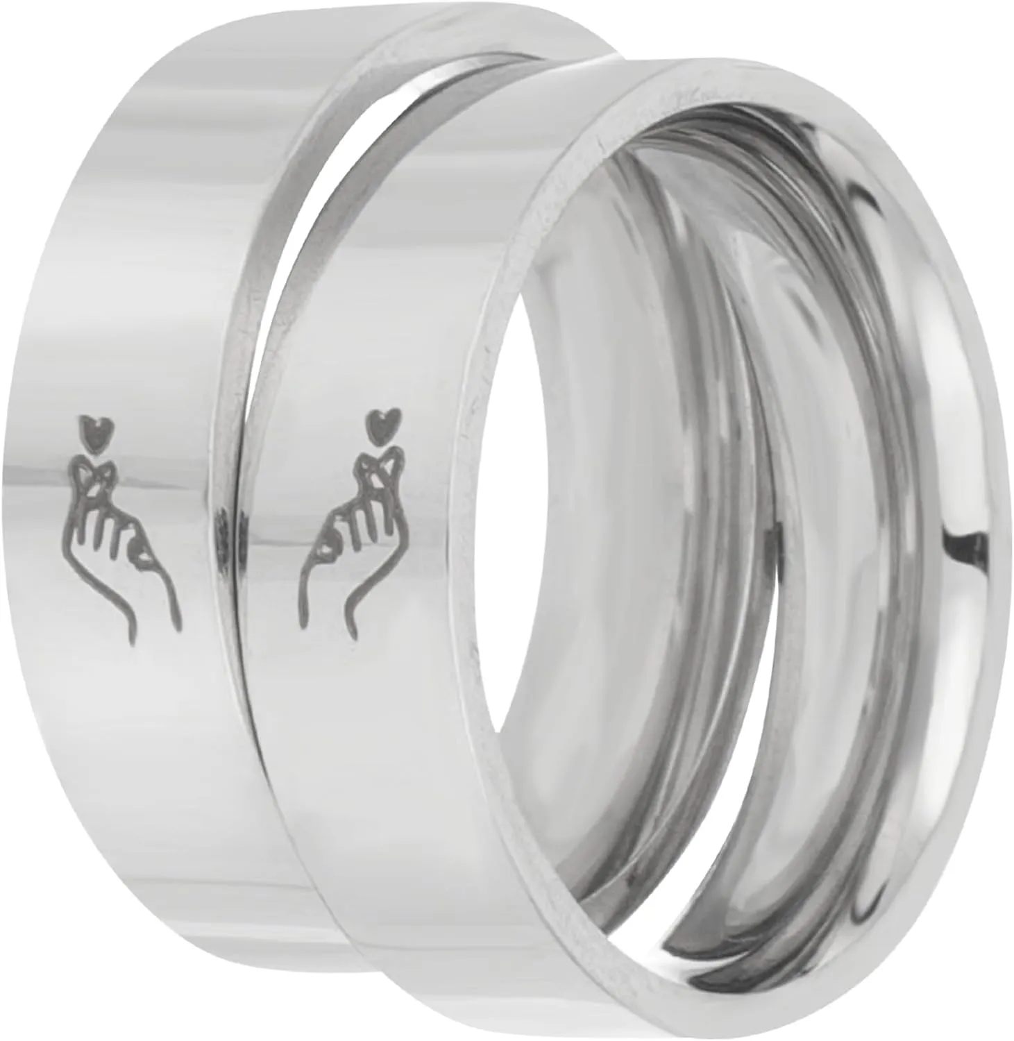 Couples Jewelry Heart Shape Matching Ring Set Stainless Steel Ring for Men and Women
