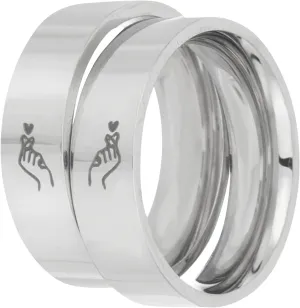 Couples Jewelry Heart Shape Matching Ring Set Stainless Steel Ring for Men and Women