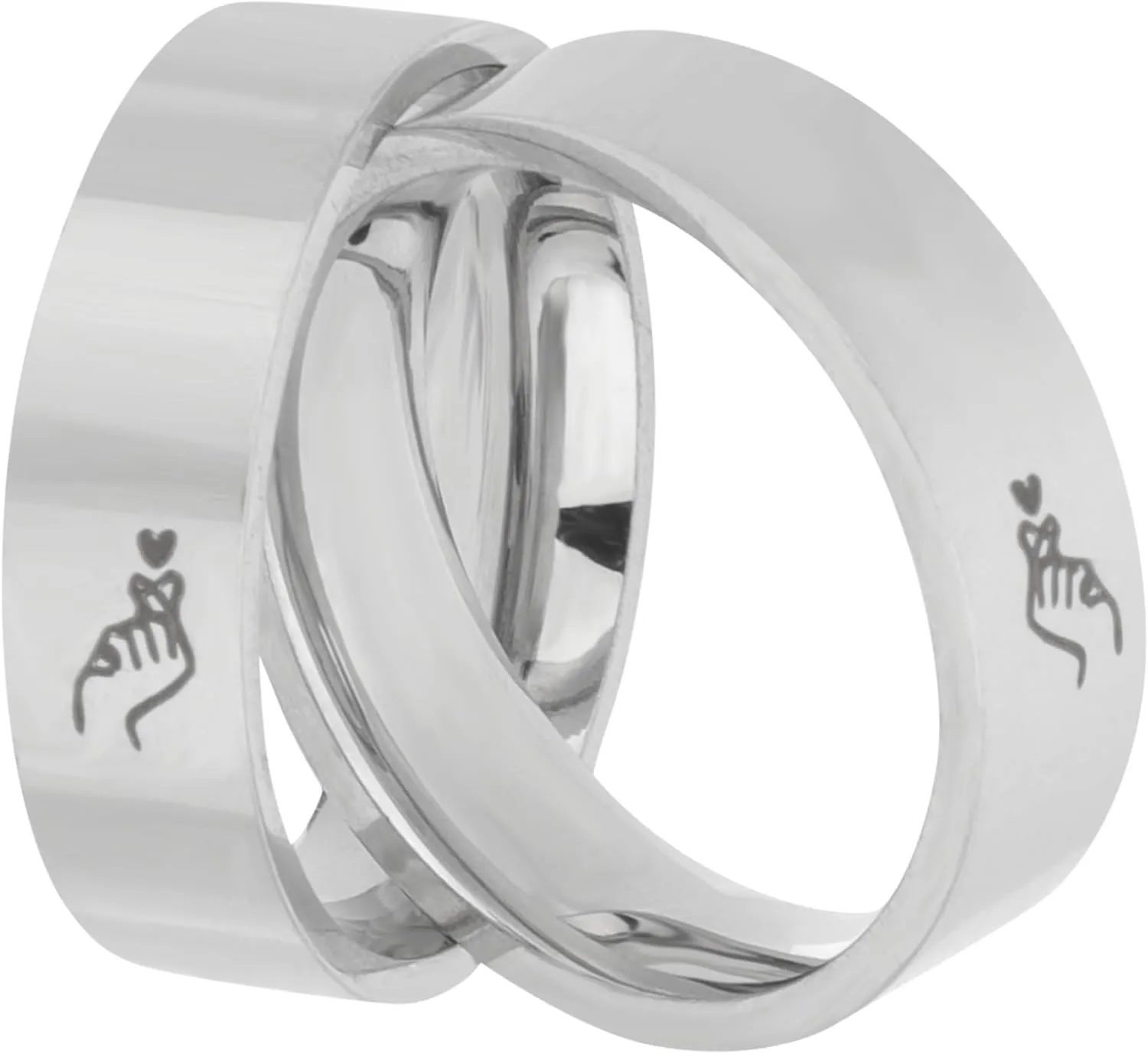 Couples Matching Heart Promise Rings Fashion Stainless Steel Finger Jewelry for Engagement Party