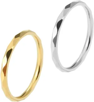 Couples Titanium Steel Ring Nexklaces Double Finger Rings Gold Plated Rhombus Surface for Valentine