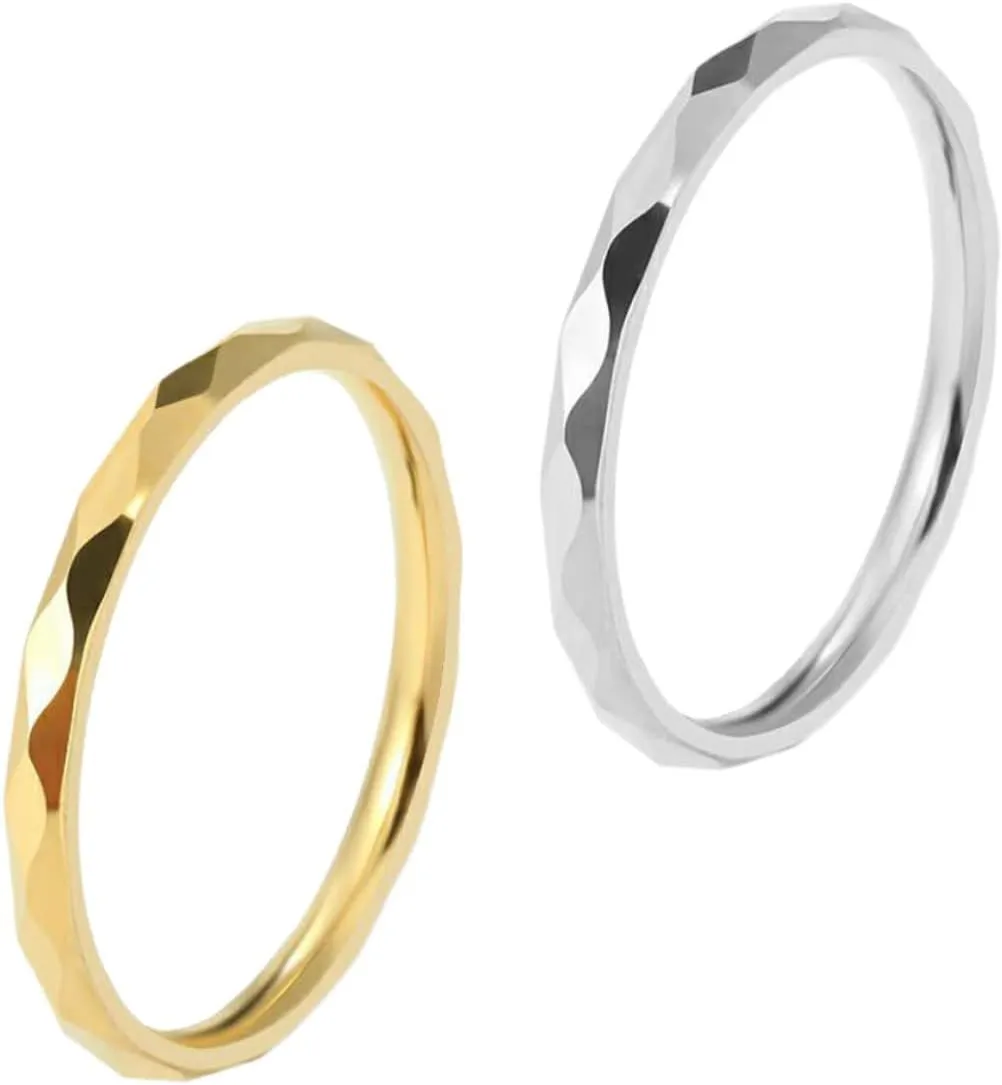 Couples Titanium Steel Ring Nexklaces Double Finger Rings Gold Plated Rhombus Surface for Valentine