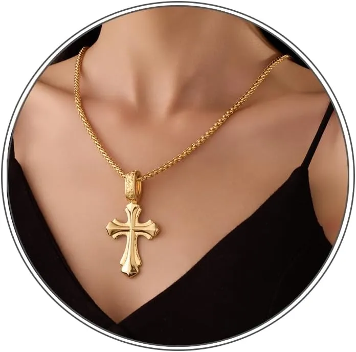 Cross Necklace for Women 18K Gold Cross Necklaces for Women Gold Cross Pendant Necklace Simple Gold Cross Chain Faith Jewelry Gifts for Women