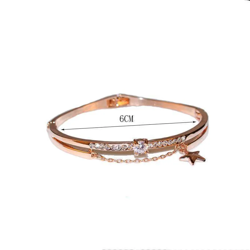 Crystal Star Cuff Bangle Rose Gold