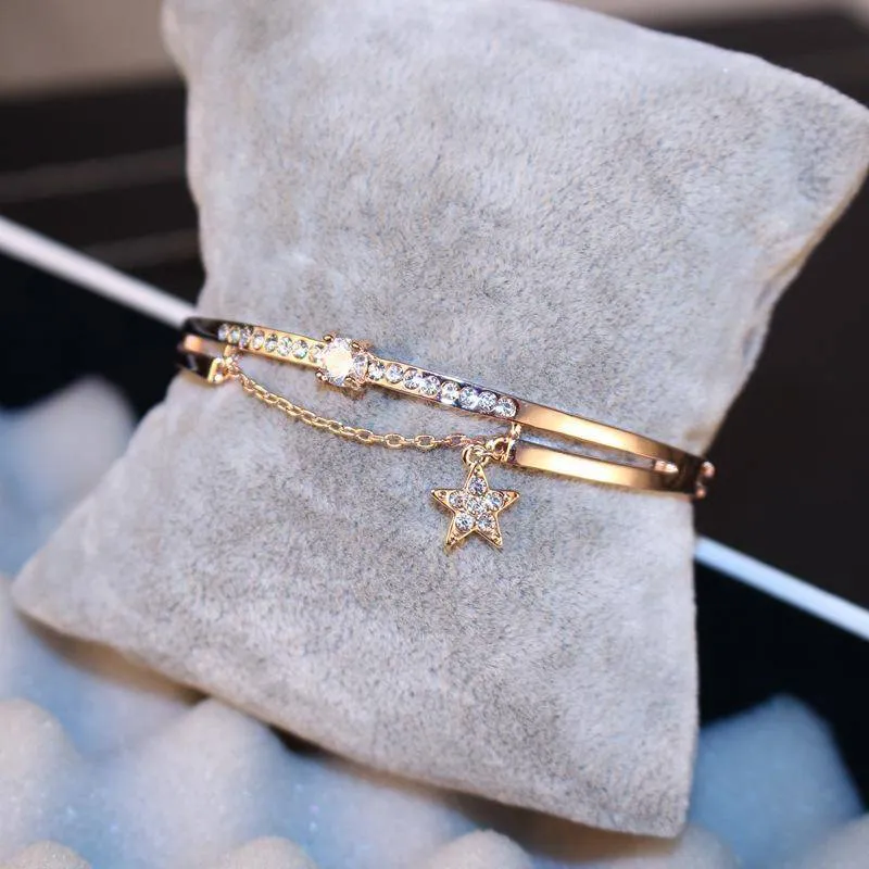 Crystal Star Cuff Bangle Rose Gold