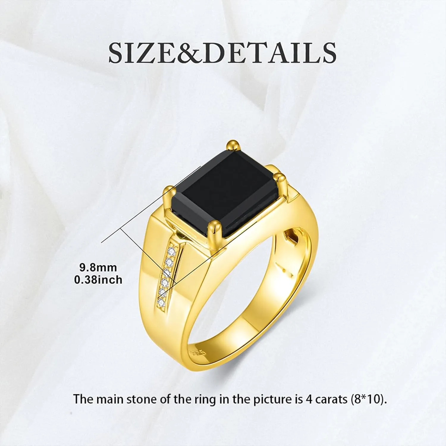 Custom 1-6 CT Men's Gemstone Engagement Ring 925 Sterling Silver Emerald Cut Gemstone Wedding Promise Rings for Men Father Husband Gift for Birthday Christmas Anniversary
