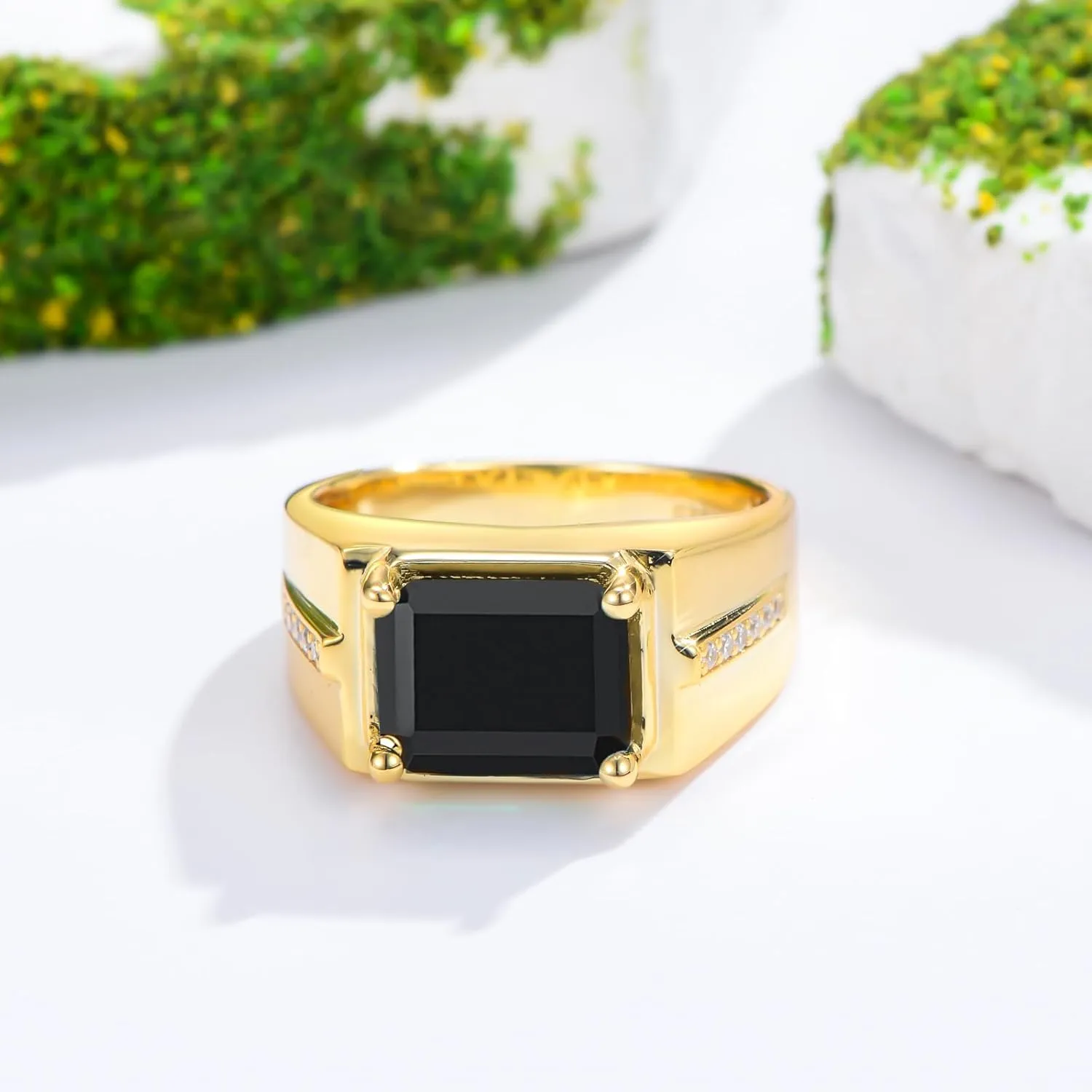 Custom 1-6 CT Men's Gemstone Engagement Ring 925 Sterling Silver Emerald Cut Gemstone Wedding Promise Rings for Men Father Husband Gift for Birthday Christmas Anniversary