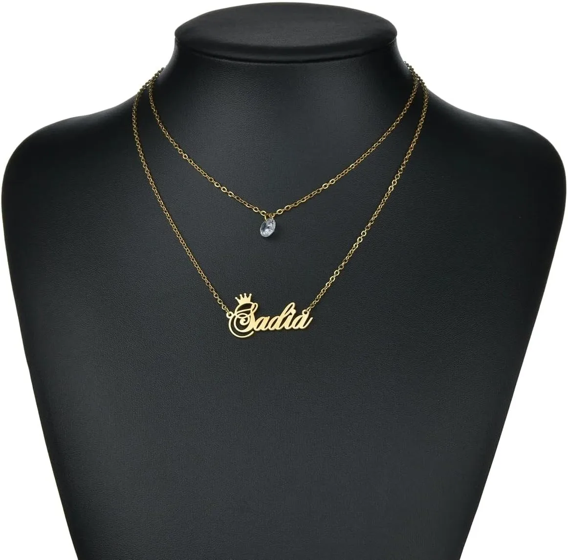 Customized 925 Sterling Silver Initial Birthstone Necklace For Women And Men, 14K Yellow Gold Name Necklace Personalized With Birthstone, Custom Letter Necklace
