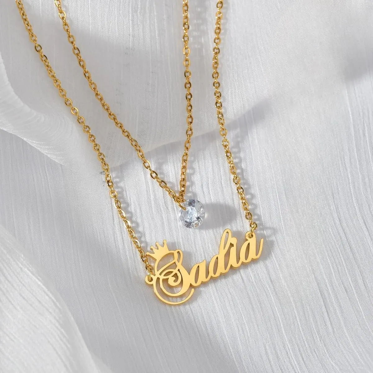 Customized 925 Sterling Silver Initial Birthstone Necklace For Women And Men, 14K Yellow Gold Name Necklace Personalized With Birthstone, Custom Letter Necklace