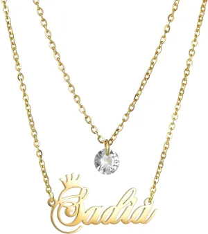 Customized 925 Sterling Silver Initial Birthstone Necklace For Women And Men, 14K Yellow Gold Name Necklace Personalized With Birthstone, Custom Letter Necklace