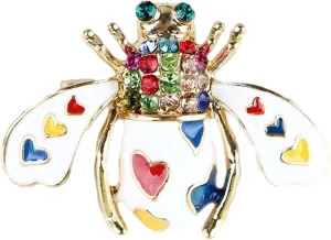 Cute Bee Daisy Crystal Brooches Pin Fashio Rhinestone Animal Flower Brooch Insect Themed Lapel Pins for Women Men Gold Tone