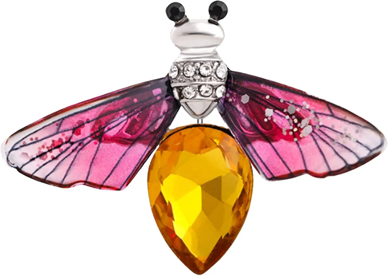 Cute Red Crystal Bee Brooch Pin Rhinestone Animal Lapel Brooches Novelty Funny Pins Fashion Jewelry Suit Brooches Accessories for Women Men