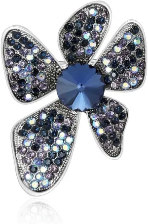 Dainty Vintage Rhinestone Colorful Floral Flower Brooch Lapel Pins for Women Her Fashion Luxury Crystal Flowers Brooches Pin for Dress Accessories Jewelry Boutonniere Corsage Wedding Party Birthday Gift