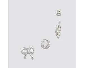 Delicate 4 Silver Stud Earrings