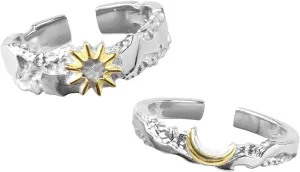 Delicate Love Sun Moon Matching Rings Stainless Steel Sun Moon Rings for Couples Simple Elegant Love Rings Jewelry