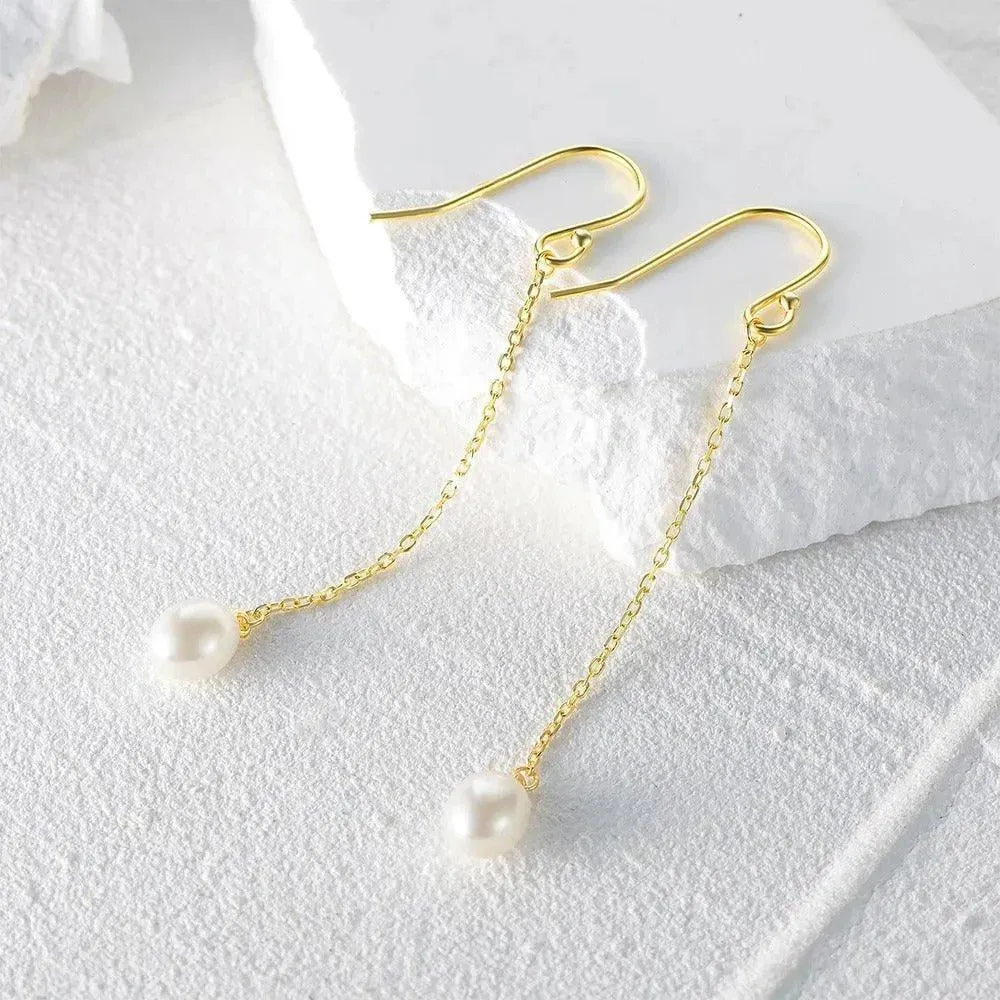 Delicate Pearl Drop Earrings