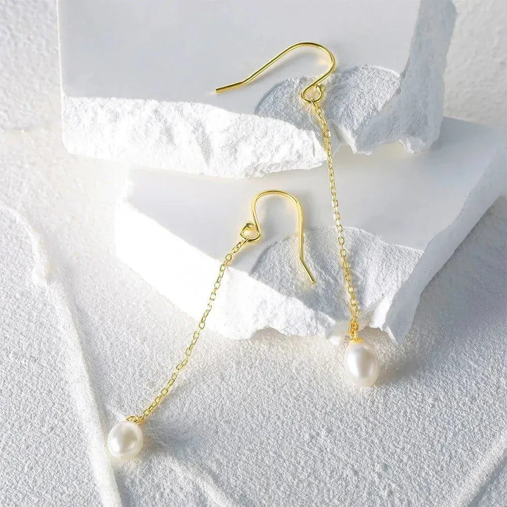 Delicate Pearl Drop Earrings