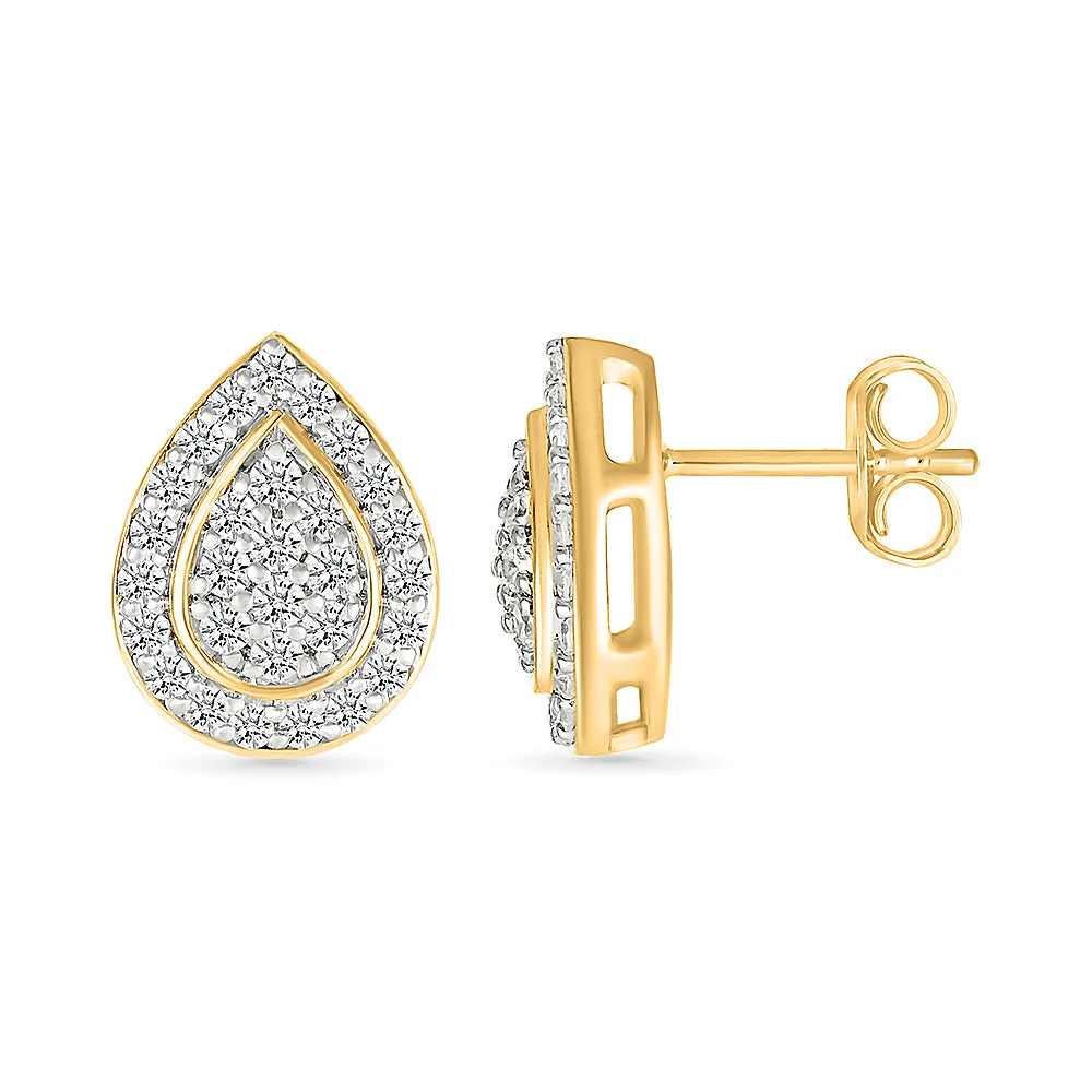 Diamond Tear drop  Shaped Studs