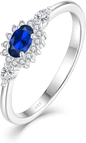 Diana Oval Shape Diamond Thin Stackable Rings for Women Birthstone 925 Sterling Silver Eternity Halo CZ Promise Engagement Statement Wedding Band Rings Jewelry for Size 6-9