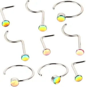 Didiseaon Cute Nose Rings Studs 5 Colors Body Jewelry Fashionable Piercing Nose Ring for Women