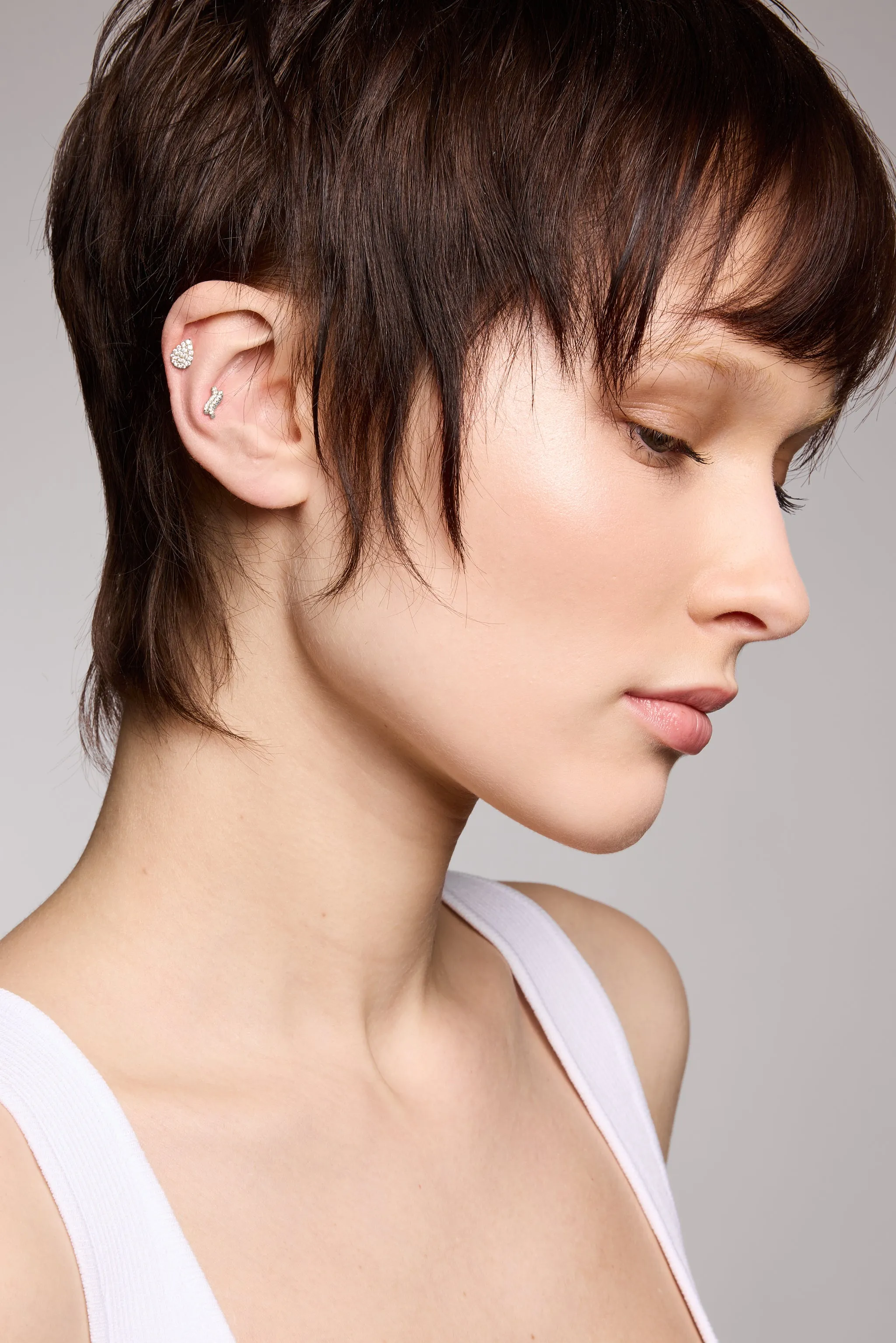 Double Kyma Silver Stud Earring (ball screw)