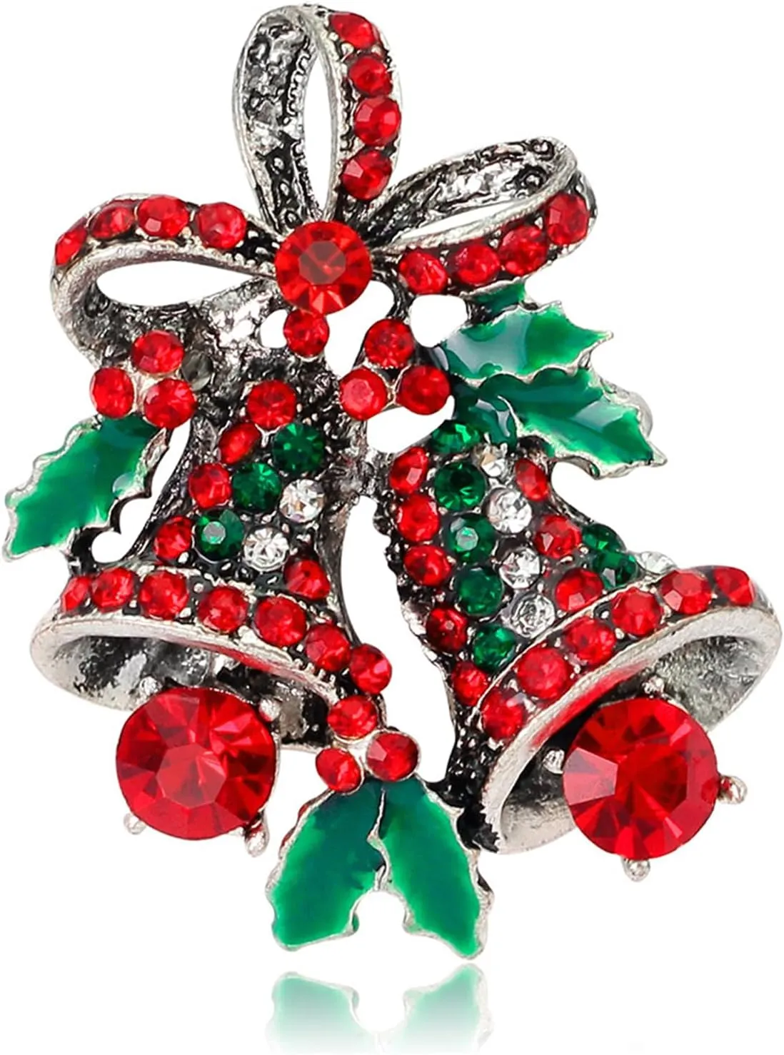 Dreuyet Christmas Brooch Pins for Women Crystal Rhinestone Christmas Brooch Christmas Tree Snowflake Bell Reindeer Brooches Multi-Colored Christmas Enamel Pins Holiday Party Gift