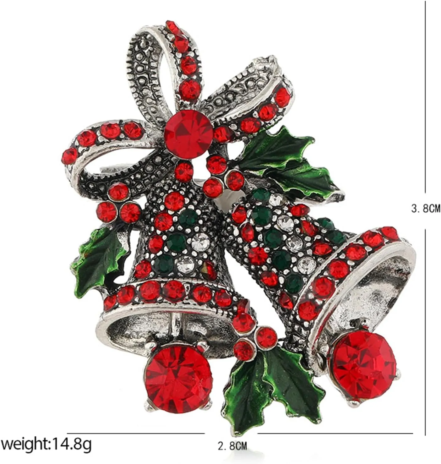 Dreuyet Christmas Brooch Pins for Women Crystal Rhinestone Christmas Brooch Christmas Tree Snowflake Bell Reindeer Brooches Multi-Colored Christmas Enamel Pins Holiday Party Gift
