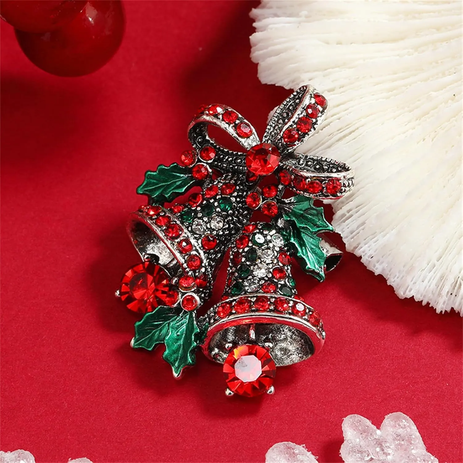 Dreuyet Christmas Brooch Pins for Women Crystal Rhinestone Christmas Brooch Christmas Tree Snowflake Bell Reindeer Brooches Multi-Colored Christmas Enamel Pins Holiday Party Gift