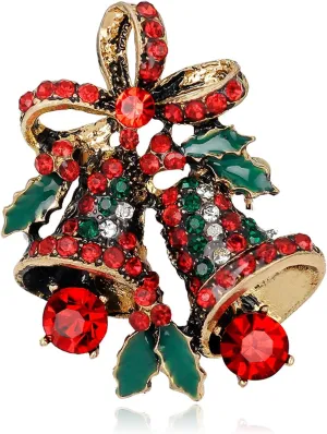 Dreuyet Christmas Brooch Pins for Women Crystal Rhinestone Christmas Brooch Christmas Tree Snowflake Bell Reindeer Brooches Multi-Colored Christmas Enamel Pins Holiday Party Gift