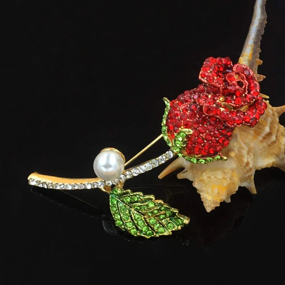 Earofcorn Exquisite Design Rose Flowers Brooches Women Clothing Accessories Boutonniere Gift