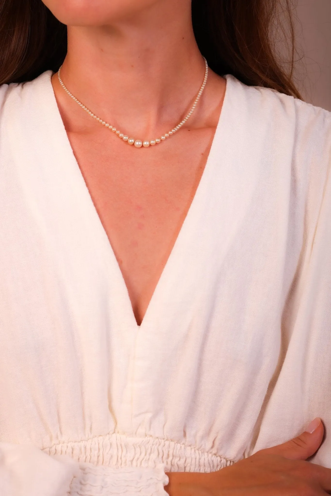 Edwardian Natural Pearl 14K Yellow Gold Necklace