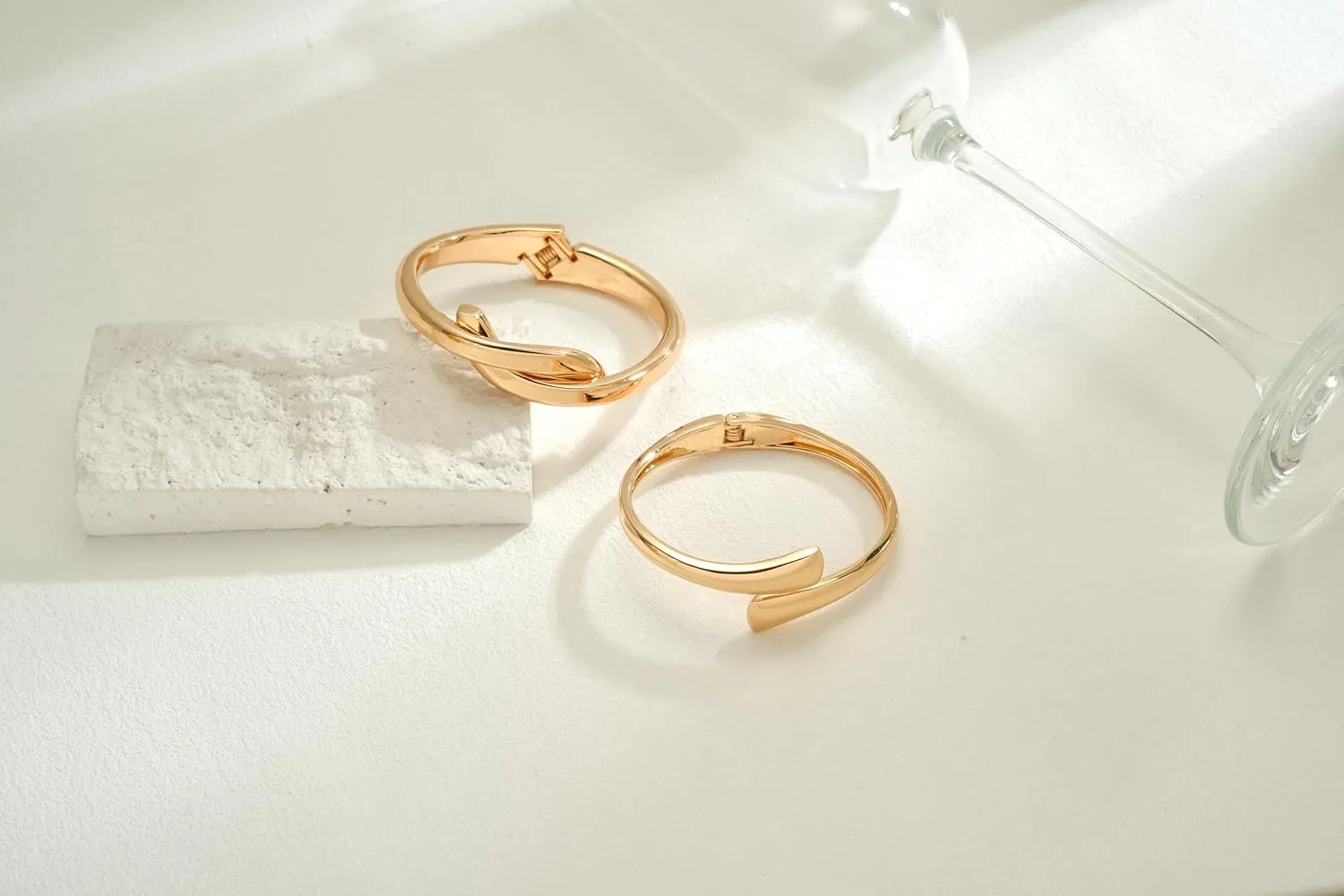 Elegance 11 designs Gold/Silver Chunky Bangle Bracelets For Women Trendy Hinged Cuff Open Wide Gold Twisted Bangle Minimalist Statement Jewelry Gift