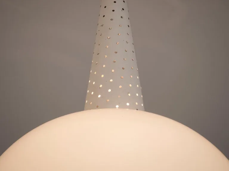Elegant French Holophane Glass Pendants