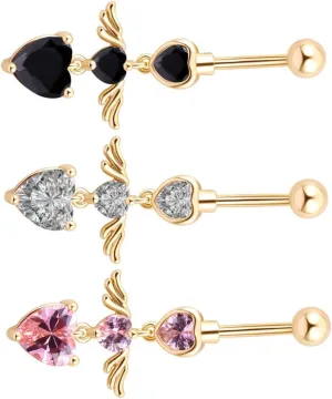 Elegant Heart Shape Navel Ring Stainless Steel Belly Button Jewelry for Women