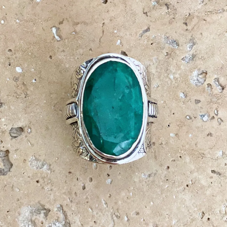 Emerald Quartz Oval Ring - Kumari