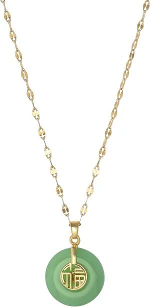 emmandsophie Green Jade Necklace captivates beauty - Green Jade Good Fortune Pendant radiates elegance - Stunning Jade Jewelry for women
