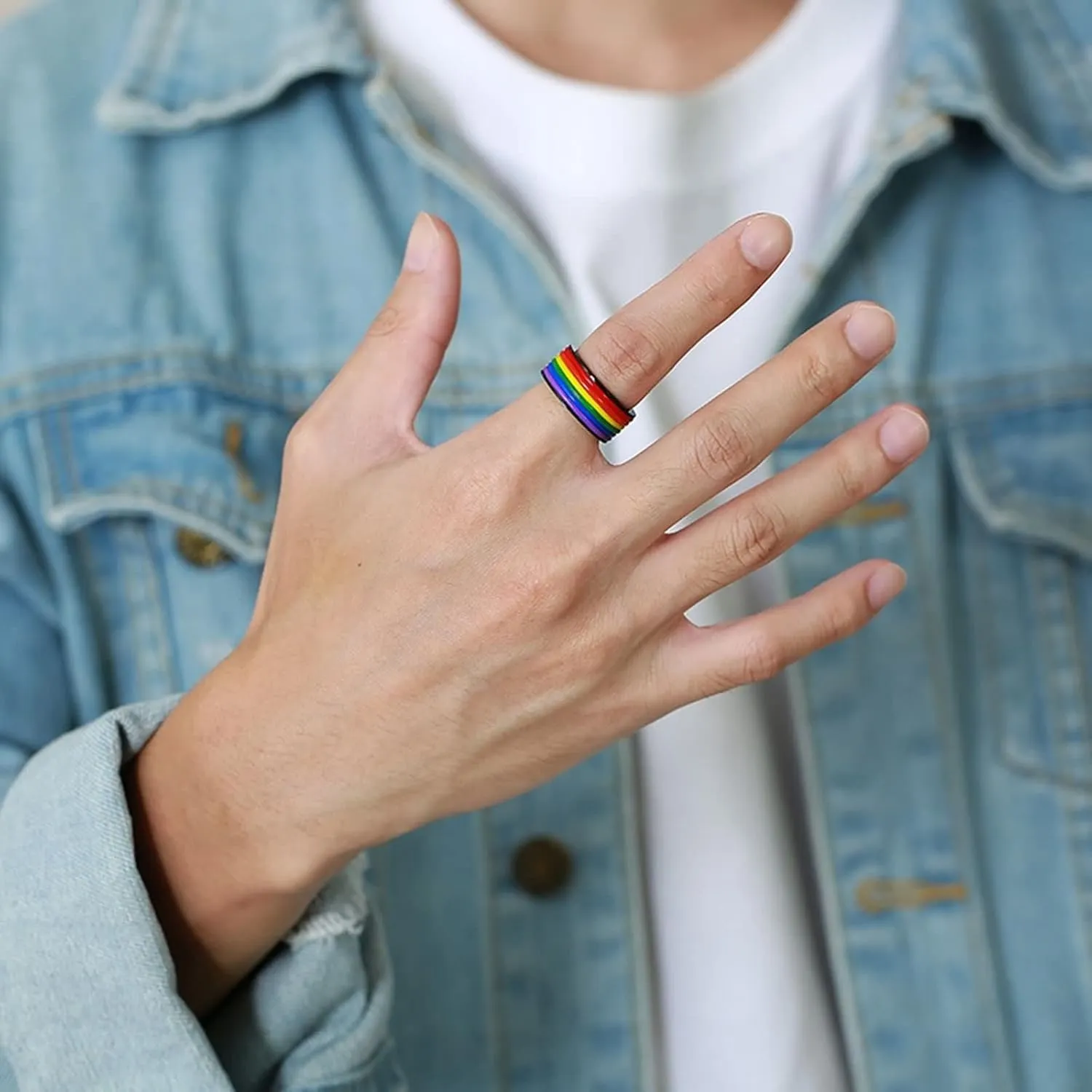 Engraved Ring Couple Couple Rings Promise Rings,Rings Stainless Steel 9MM Black Silver Ring with LGBT Couple Ring for Wedding