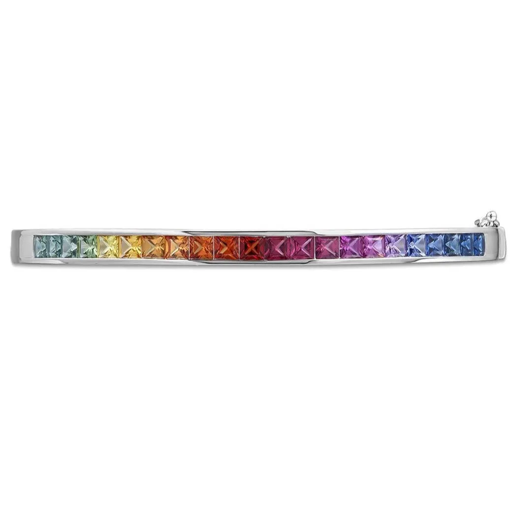 Fancy Color Rainbow Sapphire Bangle Bracelet