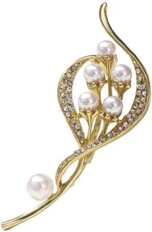 Fashion Brooch Pins Pearl Bouquet Brooches, Clothing Accessories, Alloy Plant Flower Brooches Suit Accessories Boutonniere Ideas Gift Valentine's Day