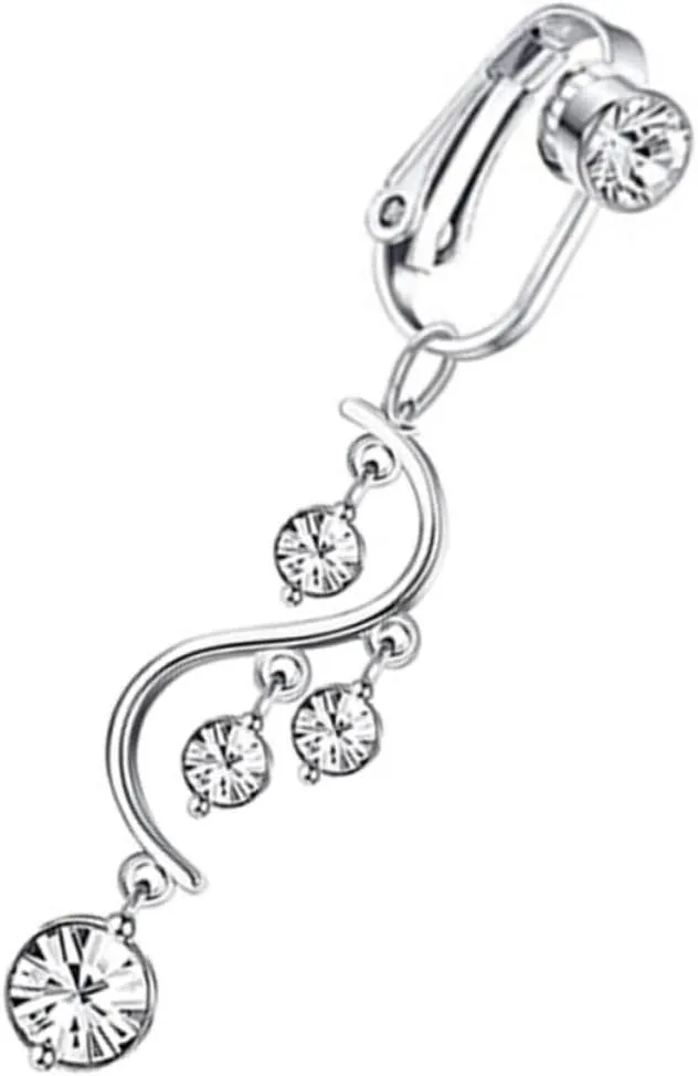 Fashionable Dangling Belly Button Ring Non Piercing Jewelry Rhinestones for Women