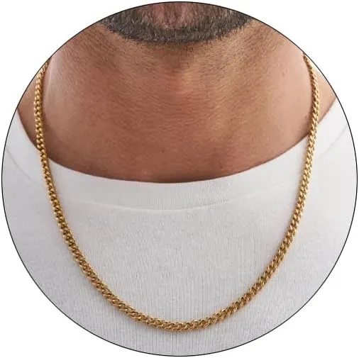 FEEL STYLE 4/6mm Gold Cuban Link Chain for Men, Mens Chain Necklaces, Stainless Steel Chain Necklaces for Men Women 18-24inch
