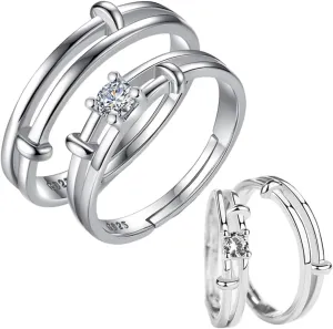 Finger Ring Set 2pcs Couple Index Rings Fashionable Jewelry for Men Women Suitable for Wedding Parties