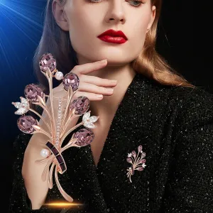 Flower Brooch Pin Rhinestones Pearl Flower Brooches Floral Pin Jewelry for Women Girls