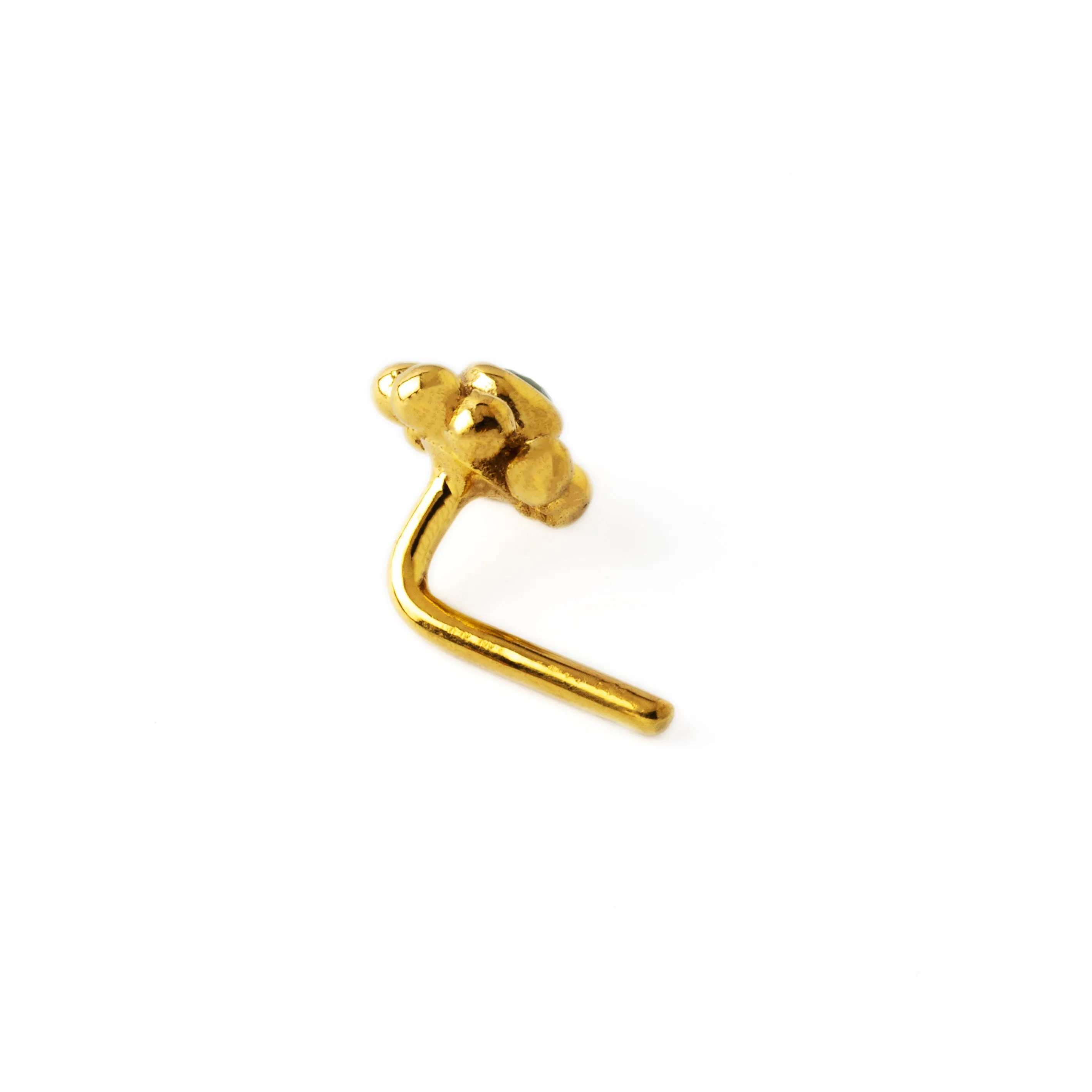 Flower with Black Spinel Gold Nose Stud