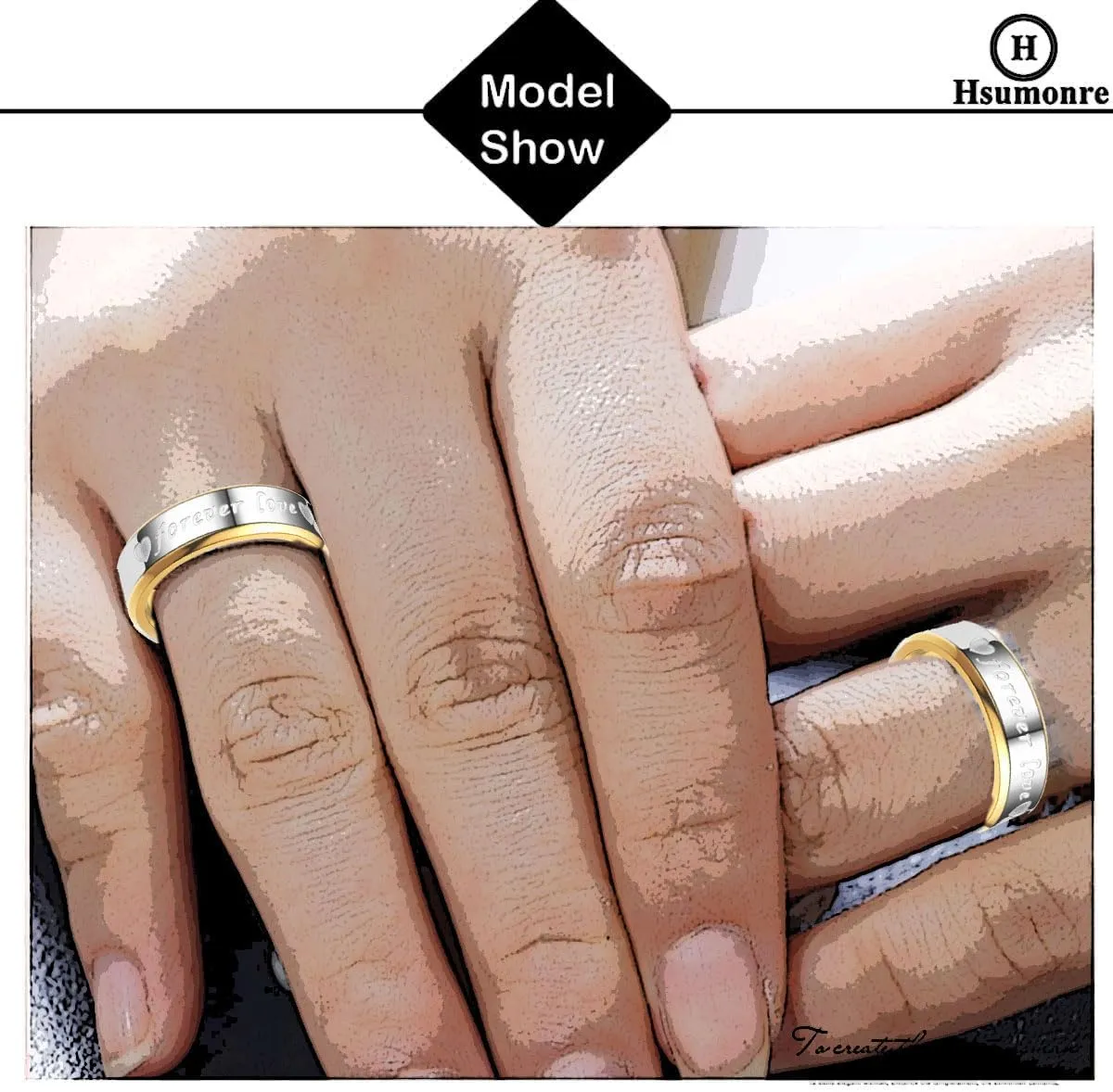 Forever Love Couple Rings Cubic Zirconia Engraved Promise Rings Wedding Bands Engagement Gifts Titanium Stainless Steel Golden