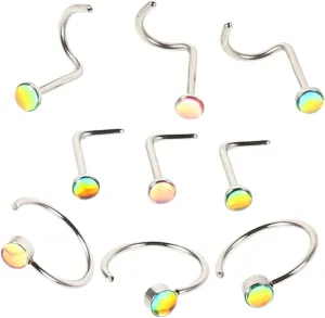 FRCOLOR 1 Set Gradient Color Nose Studs for Women Unique Nose Rings Comfortable Helix Piercings for Everyday Wear Effortless Installation Styles