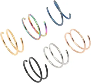 FRCOLOR 6Pcs Double Hoops Stainless Steel Nose Rings Spiral Design for Women Comfortable Nose Jewelry Steel present for Any