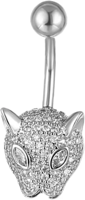 FRCOLOR Leopard Belly Button Ring with Zircon Elegant Animal Design Navel Piercing Jewelry for Women Unique Body Jewelry for Stunning Looks