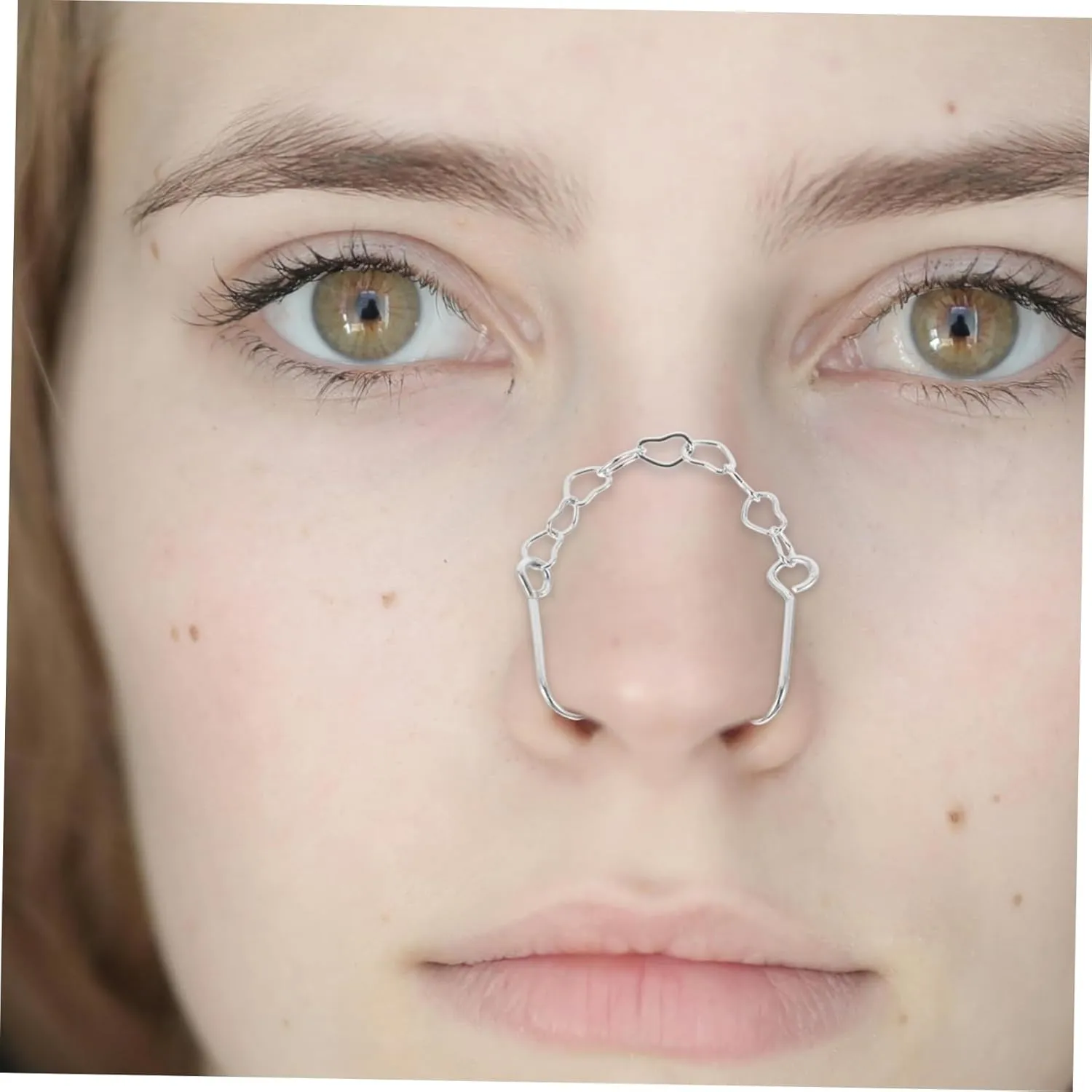 FRCOLOR Nose Chain for Nose Hoop Simple Woman Nose Rings Thin Sterling Nose Ring with Chain Color Nose Ring
