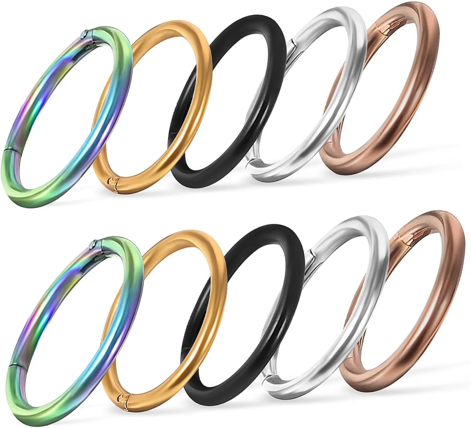 GALPADA 10Pcs Stainless Steel Nose Hoops for Women Nose Rings Hoops Comfortable Piercing Jewelry for Parties and Everyday Use Skin Friendly